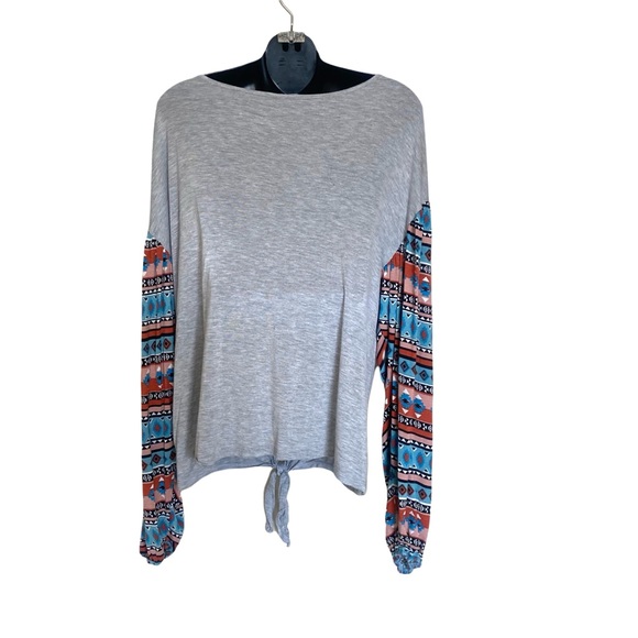 Wrangler Retro Tie Front Western Print Bishop Sleeve Blouse XL - Picture 2 of 12